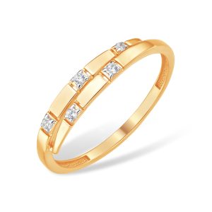 Кольцо из красного золота 585 с фианитами, ср. вес 1,33г