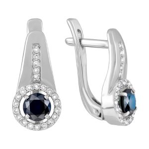 Серьги из белого золота 585 с сапфирами, ср. вес 2,61г