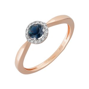 Кольцо из красного золота 585 с сапфиром, ср. вес 1,68г