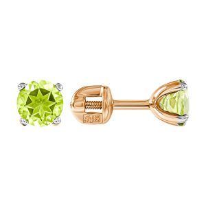 Серьги из красного золота 585 с хризолитами, ср. вес 1,23г