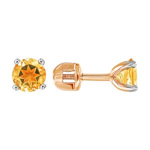 Серьги из красного золота 585 с цитринами, ср. вес 1,19г