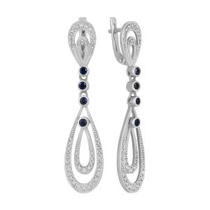 Серьги из белого золота 585 с сапфирами, ср. вес 8,47г