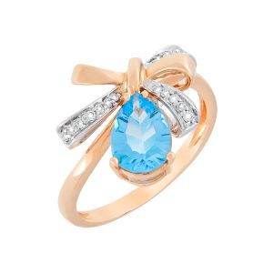 Кольцо из красного золота 585 с топазом, ср. вес 3,15г