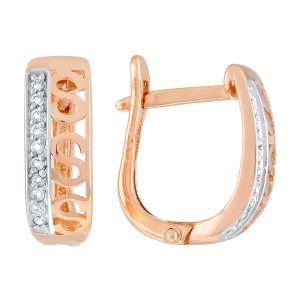 Серьги из красного золота 585 с бриллиантами, ср. вес 1,98г