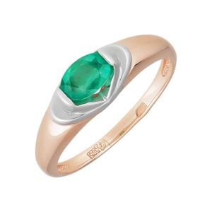 Кольцо из красного золота 585 с изумрудом, ср. вес 2,13г