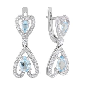 Серьги из серебра 925 с топазами, ср. вес 3,86г