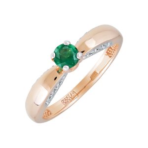 Кольцо из красного золота 585 с изумрудом, ср. вес 1,94г