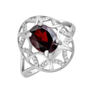 Кольцо из серебра 925 с гранатом, ср. вес 2,38г