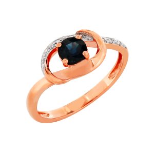 Кольцо из красного золота 585 с сапфиром, ср. вес 2,24г
