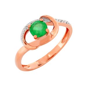 Кольцо из красного золота 585 с изумрудом, ср. вес 2,4г