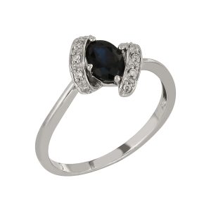 Кольцо из белого золота 585 с сапфиром, ср. вес 1,79г