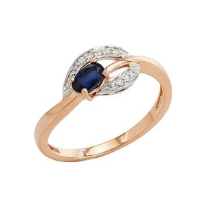 Кольцо из красного золота 585 с сапфиром, ср. вес 1,94г