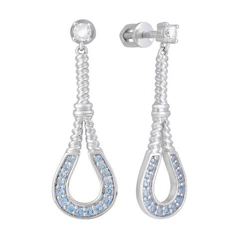 Серьги из серебра 925 с фианитом и шпинелью, ср. вес 4,31г