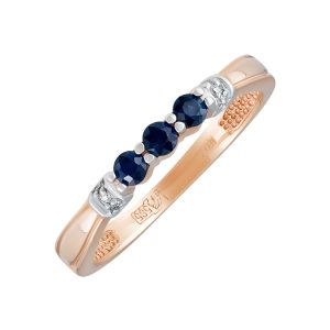 Кольцо из красного золота 585 с сапфирами, ср. вес 1,86г
