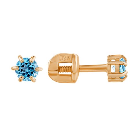 Серьги из красного золота 585 с топазами, ср. вес 0,91г