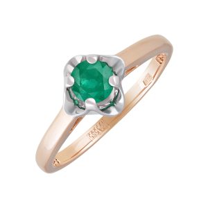 Кольцо из красного золота 585 с изумрудом, ср. вес 2,17г