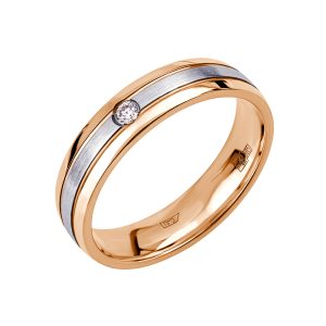 Кольцо из красного золота 585 с бриллиантом, ср. вес 3,05г