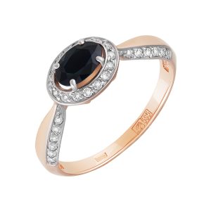Кольцо из красного золота 585 с сапфиром, ср. вес 1,78г
