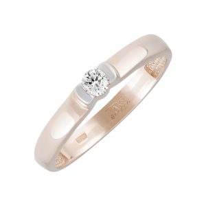 Кольцо из красного золота 585 с бриллиантом, ср. вес 1,59г
