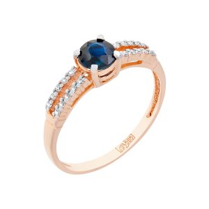 Кольцо из красного золота 585 с сапфиром, ср. вес 1,85г