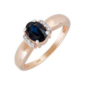 Кольцо из красного золота 585 с сапфиром, ср. вес 2,23г
