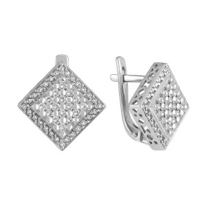 Серьги из белого золота 585 с бриллиантами, ср. вес 4,76г