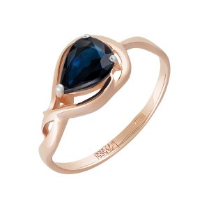 Кольцо из красного золота 585 с сапфиром, ср. вес 1,73г