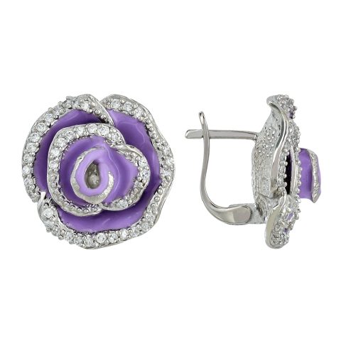 Серьги из серебра 925 с эмалью и фианитом, ср. вес 14,59г
