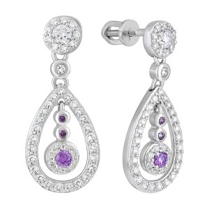 Серьги из серебра 925 с фианитами, ср. вес 4,86г