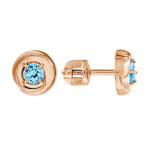 Серьги из красного золота 585 с топазами, ср. вес 1,67г