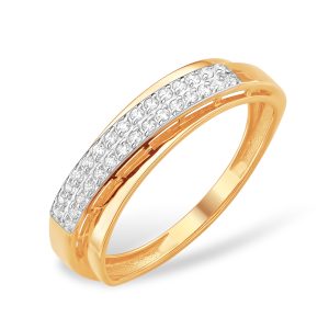 Кольцо из красного золота 585 с фианитами, ср. вес 1,47г