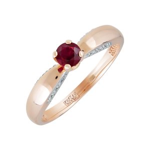 Кольцо из красного золота 585 с рубином, ср. вес 1,89г