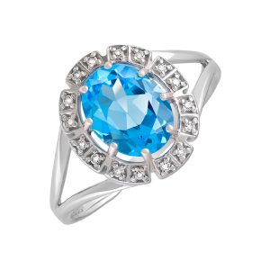 Кольцо из серебра 925 с топазом, ср. вес 2,5г