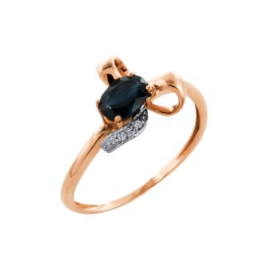 Кольцо из красного золота 585 с сапфиром, ср. вес 1,62г