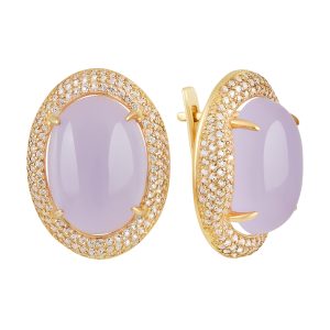 Серьги из серебра 925 с алпанитом, фианитом и золотым покрытием