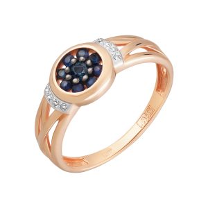 Кольцо из красного золота 585 с сапфирами, ср. вес 1,93г