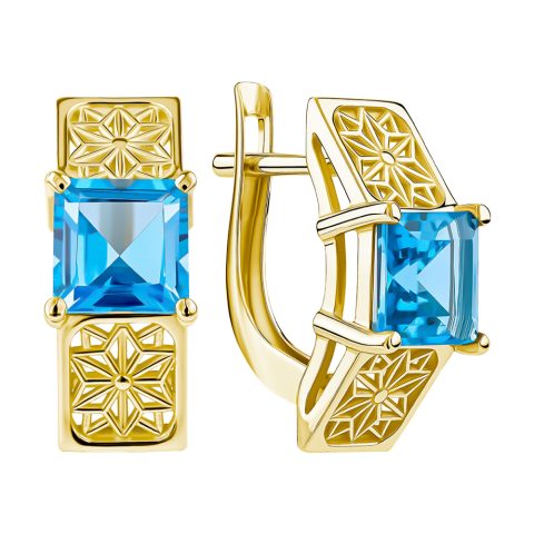 Серьги из жёлтого золота 585 с топазами, ср. вес 3,69г