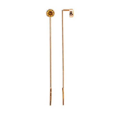 Серьги из красного золота 585 с фианитами, ср. вес 1,28г