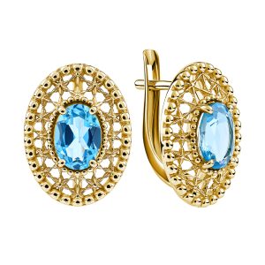 Серьги из жёлтого золота 585 с топазами, ср. вес 3,89г