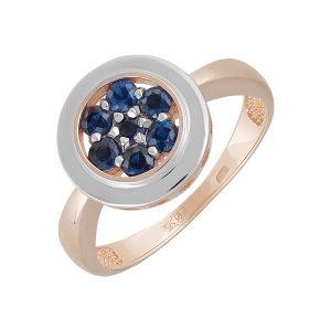 Кольцо из красного золота 585 с сапфирами, ср. вес 2,83г
