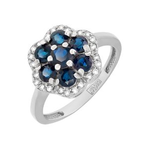 Кольцо из белого золота 585 с сапфирами, ср. вес 2,82г