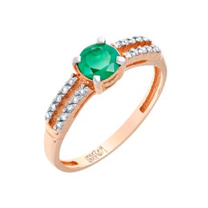 Кольцо из красного золота 585 с изумрудом, ср. вес 1,73г