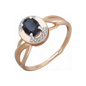 Кольцо из красного золота 585 с сапфиром, ср. вес 1,93г