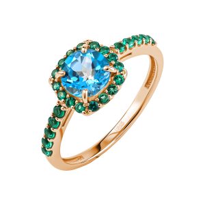 Кольцо из красного золота 585 с топазом, ср. вес 1,87г