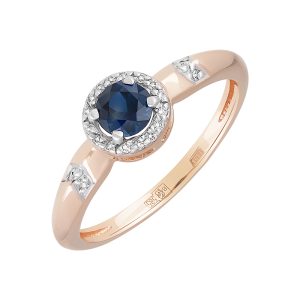 Кольцо из красного золота 585 с сапфиром, ср. вес 1,72г