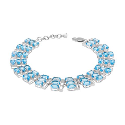 Браслет из серебра 925 с топазом и фианитом, ср. вес 16,36г