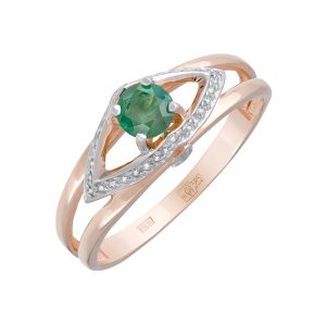 Кольцо из красного золота 585 с изумрудом, ср. вес 2,27г