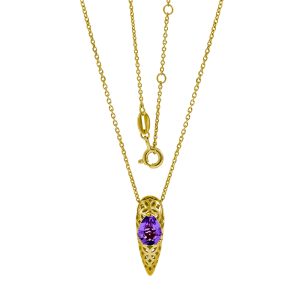 Колье из жёлтого золота 585 с аметистом, ср. вес 2,99г