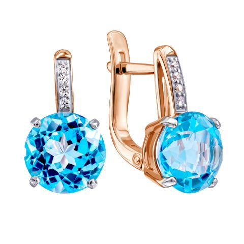 Серьги из красного золота 585 с топазами, ср. вес 2,99г