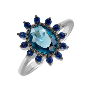 Кольцо из серебра 925 с алпанитом и фианитом, с чернением, ср. вес 2,99г